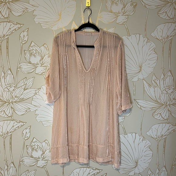 Anthropologie CP Shades Regina Pink Silk Velvet Tunic Dress - Small - Picture 2 of 8